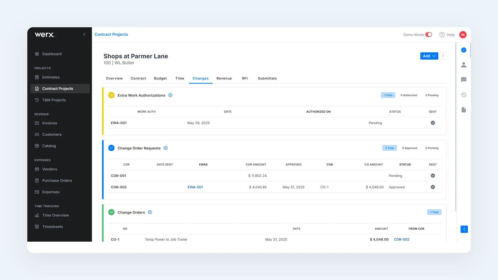 features change orders workflow