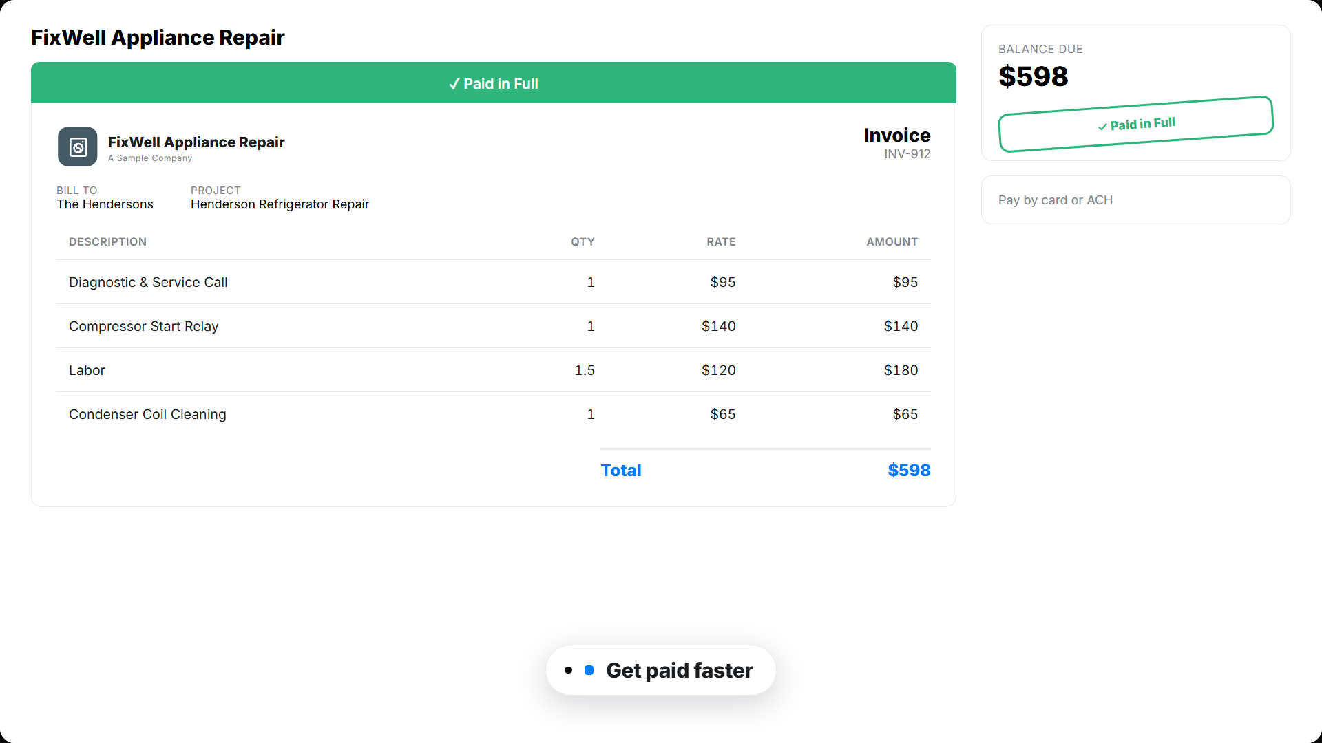 appliance repair paid portal