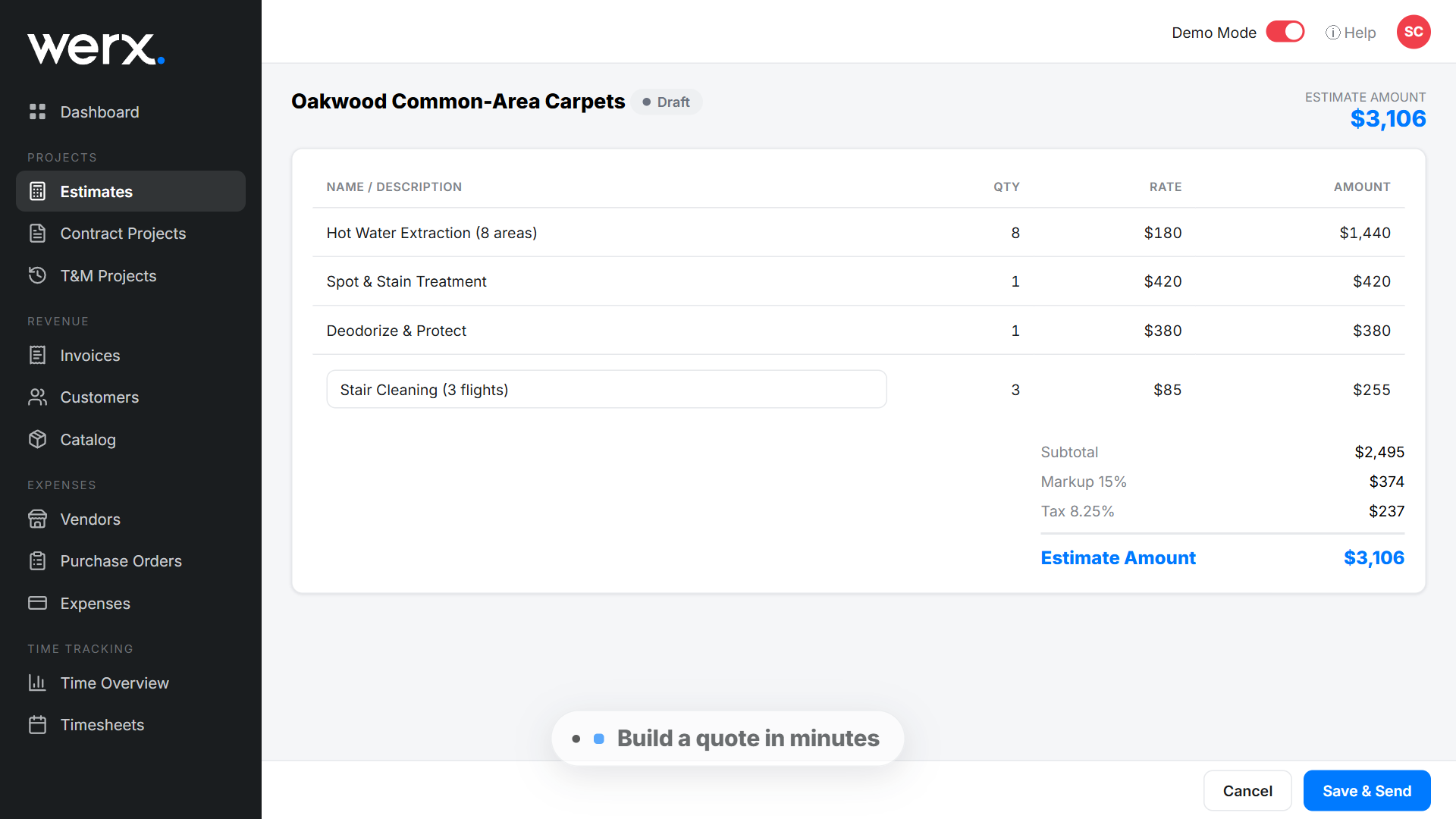 carpet cleaning estimate still