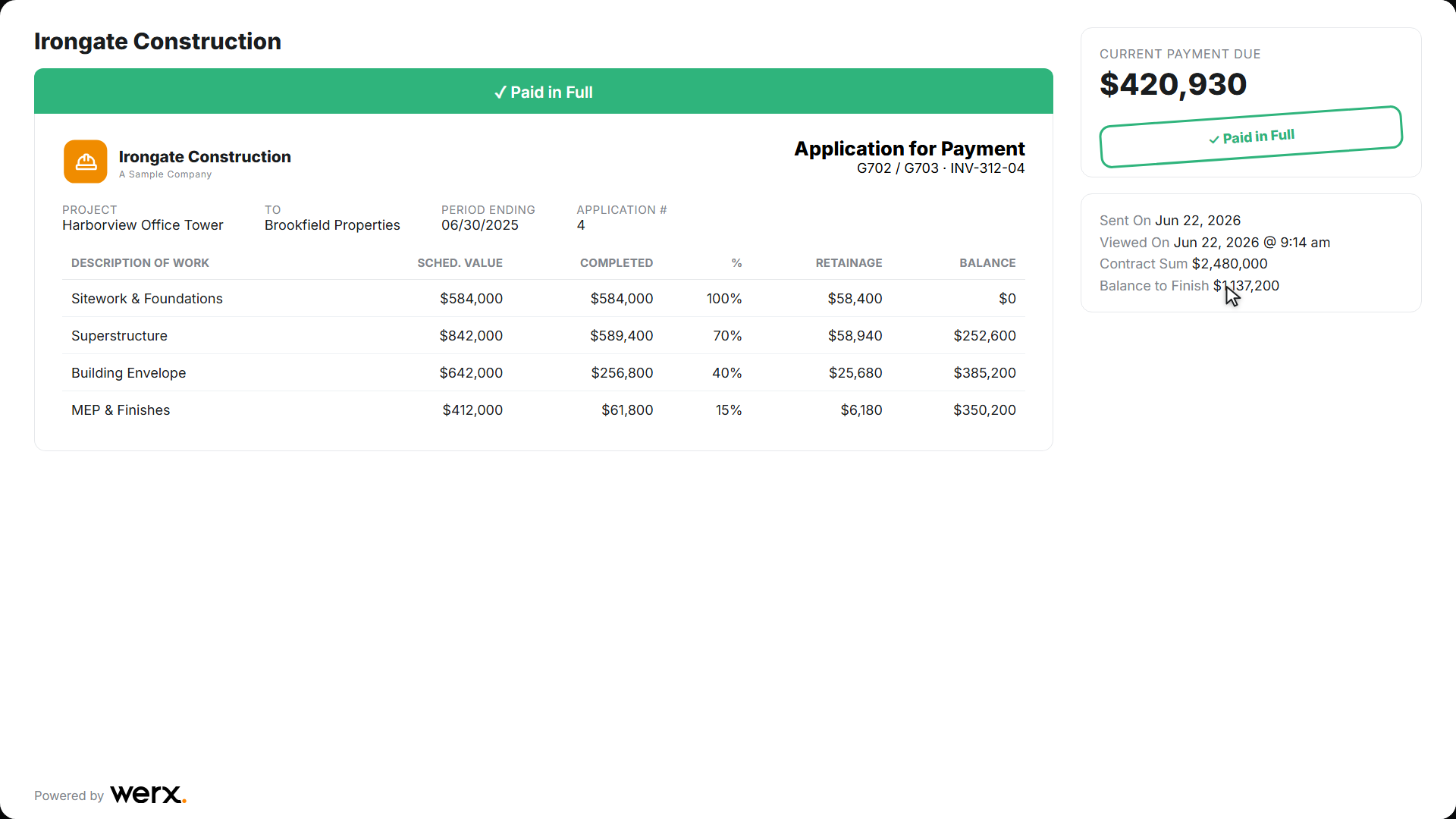 construction aia paid portal