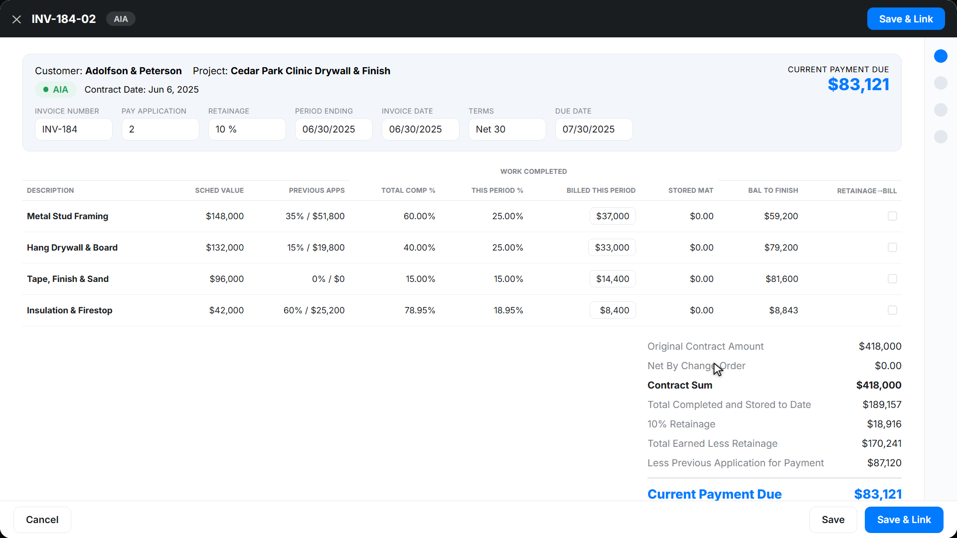 drywall aia payapp still