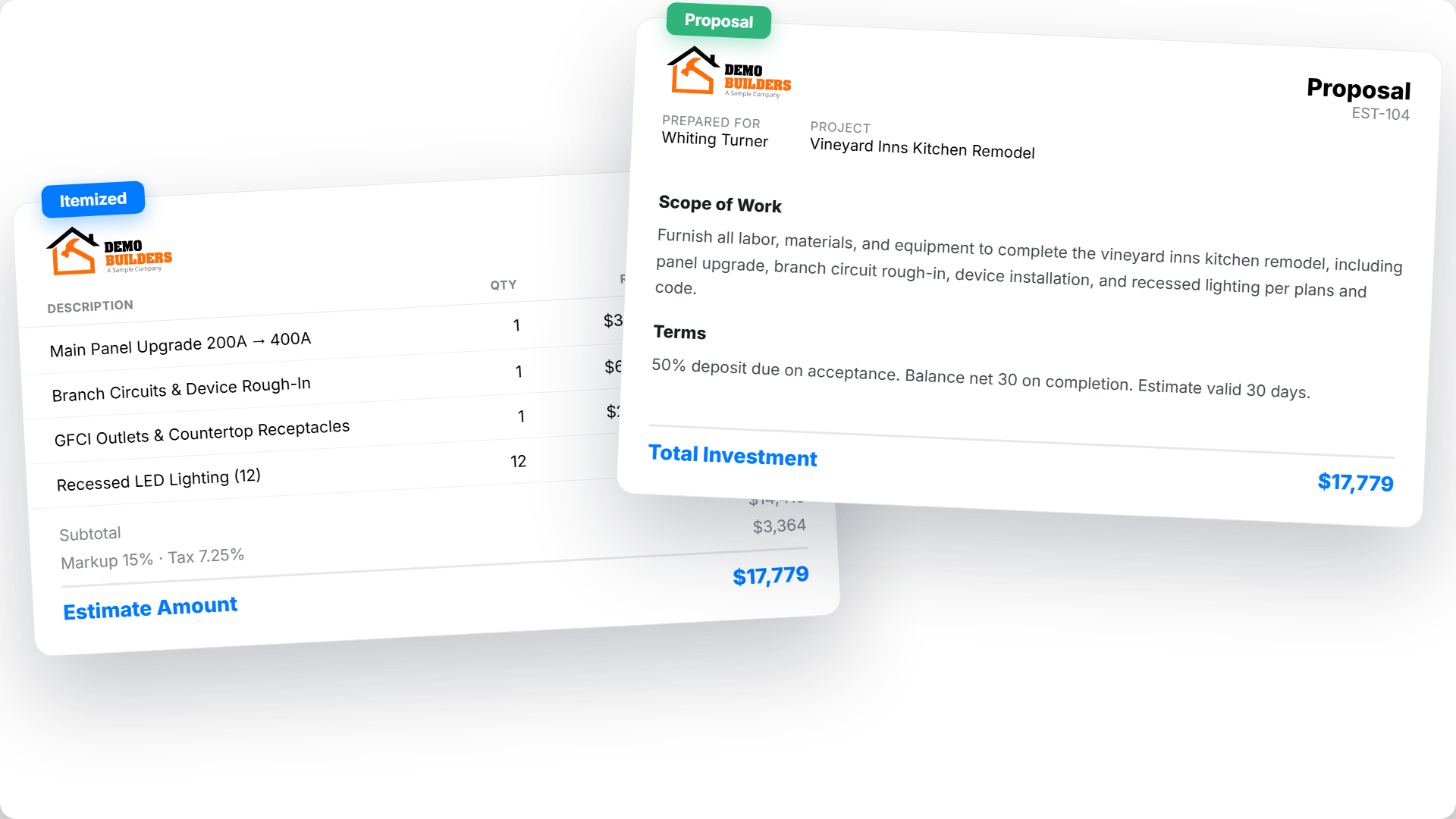 features estimates two formats