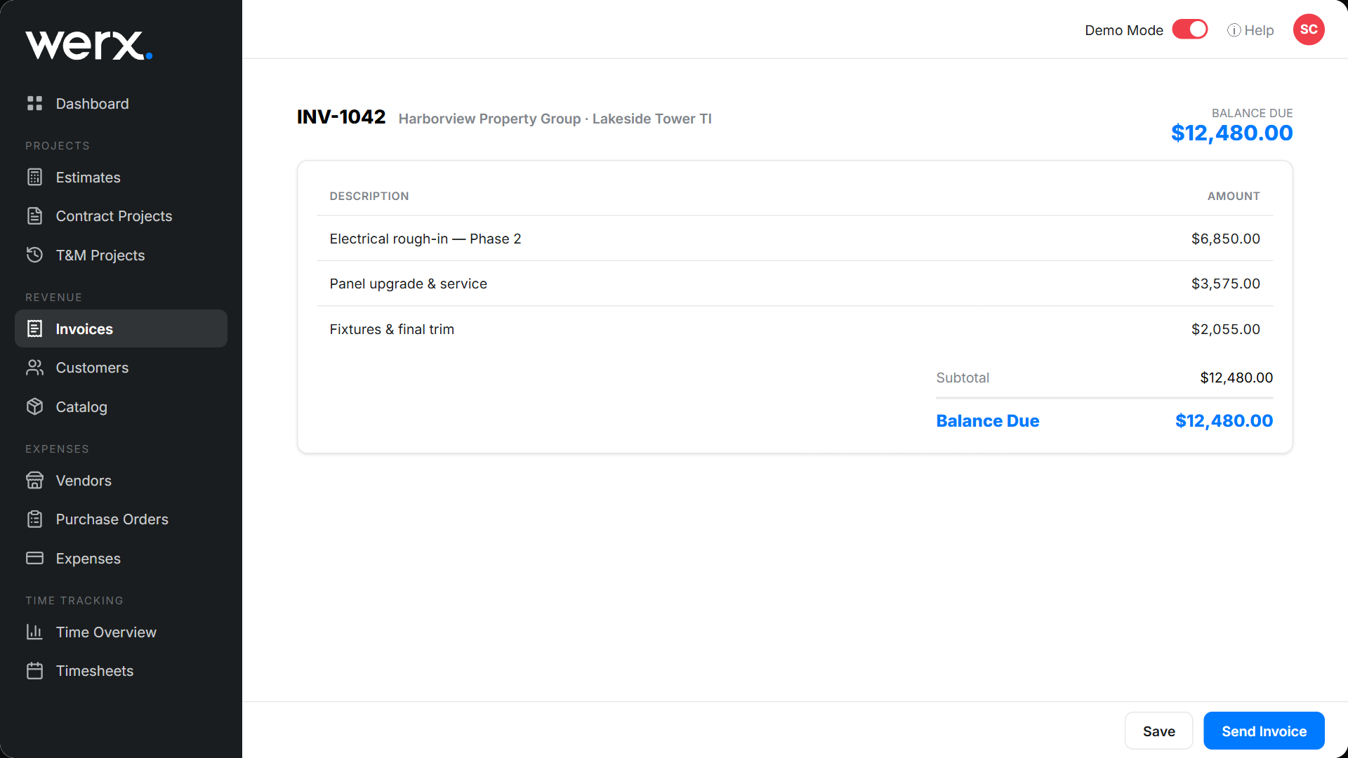 features fw invoice send