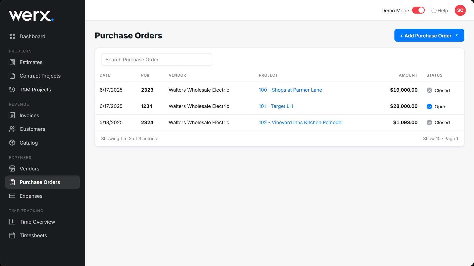 features fw po list
