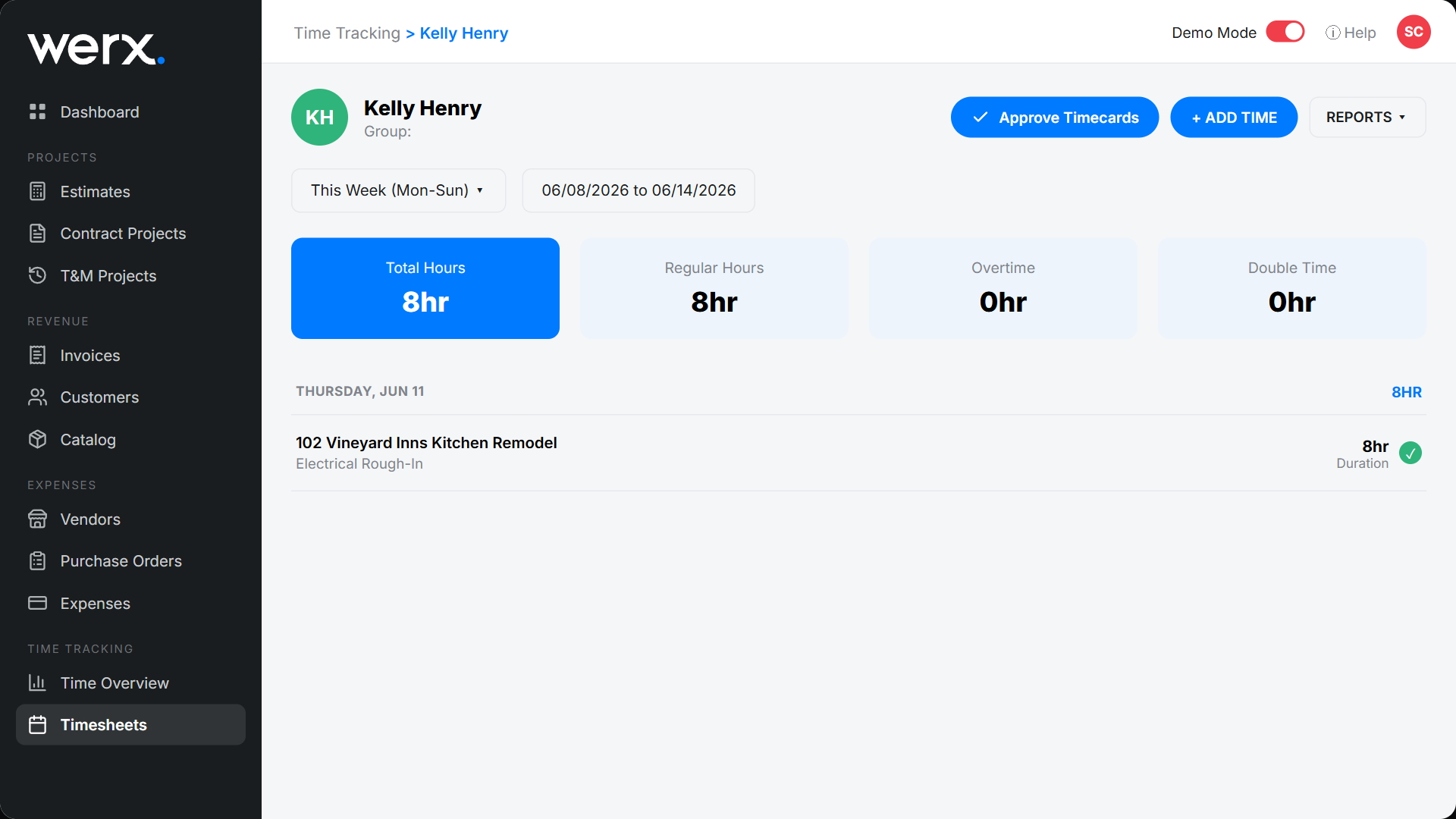 features fw timecard