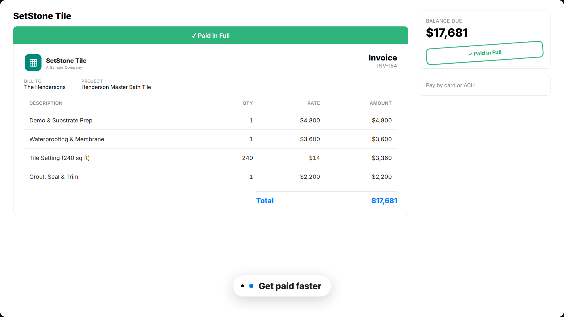tile contracting paid portal